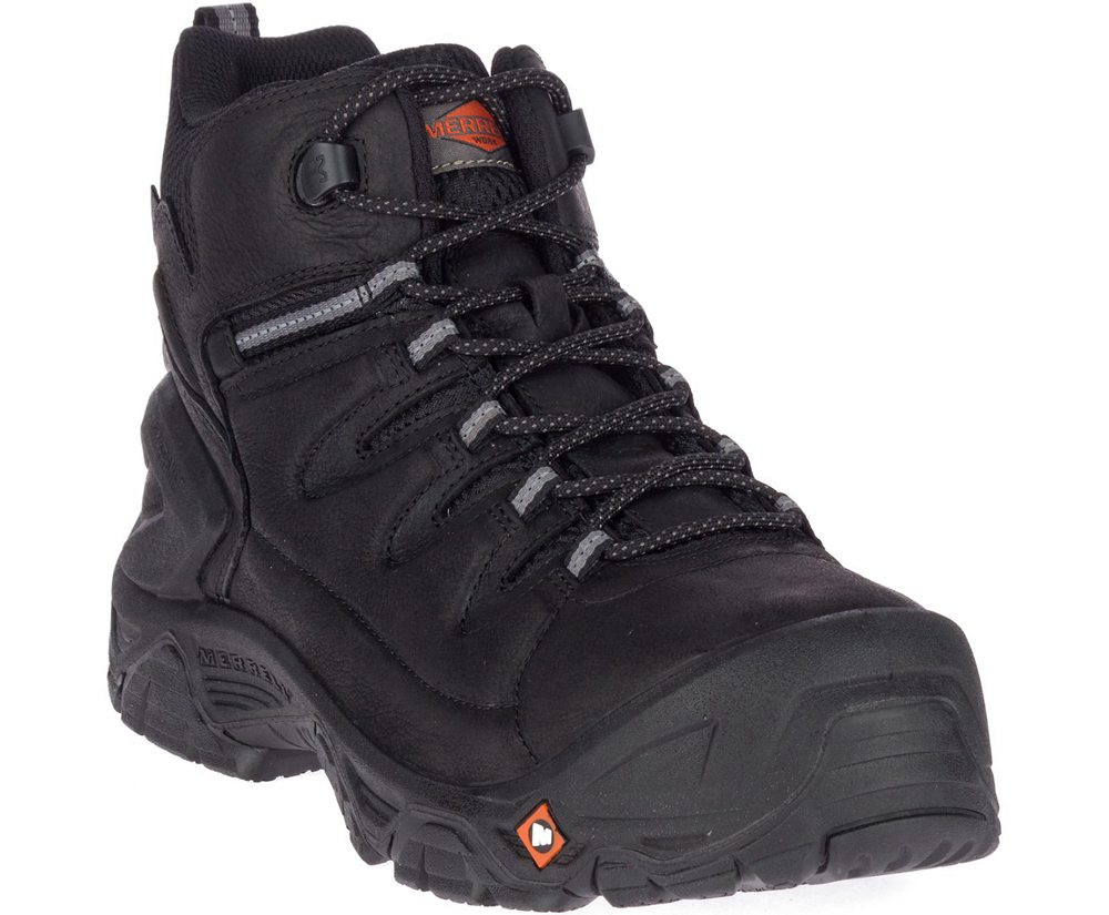 Merrell Vandrestøvler Herre - Strongfield Læder 6\" Waterproof Comp Toe Wide Width - Sort - HAE128693